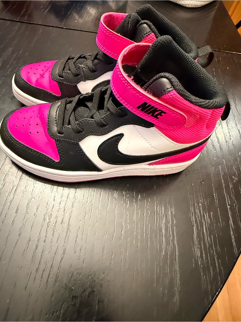 Nike Kids High-Top Sneakers in Pink, Black & White